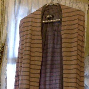 NWOT Forever 21 Pink Gray Striped Open Front Cardigan Size L